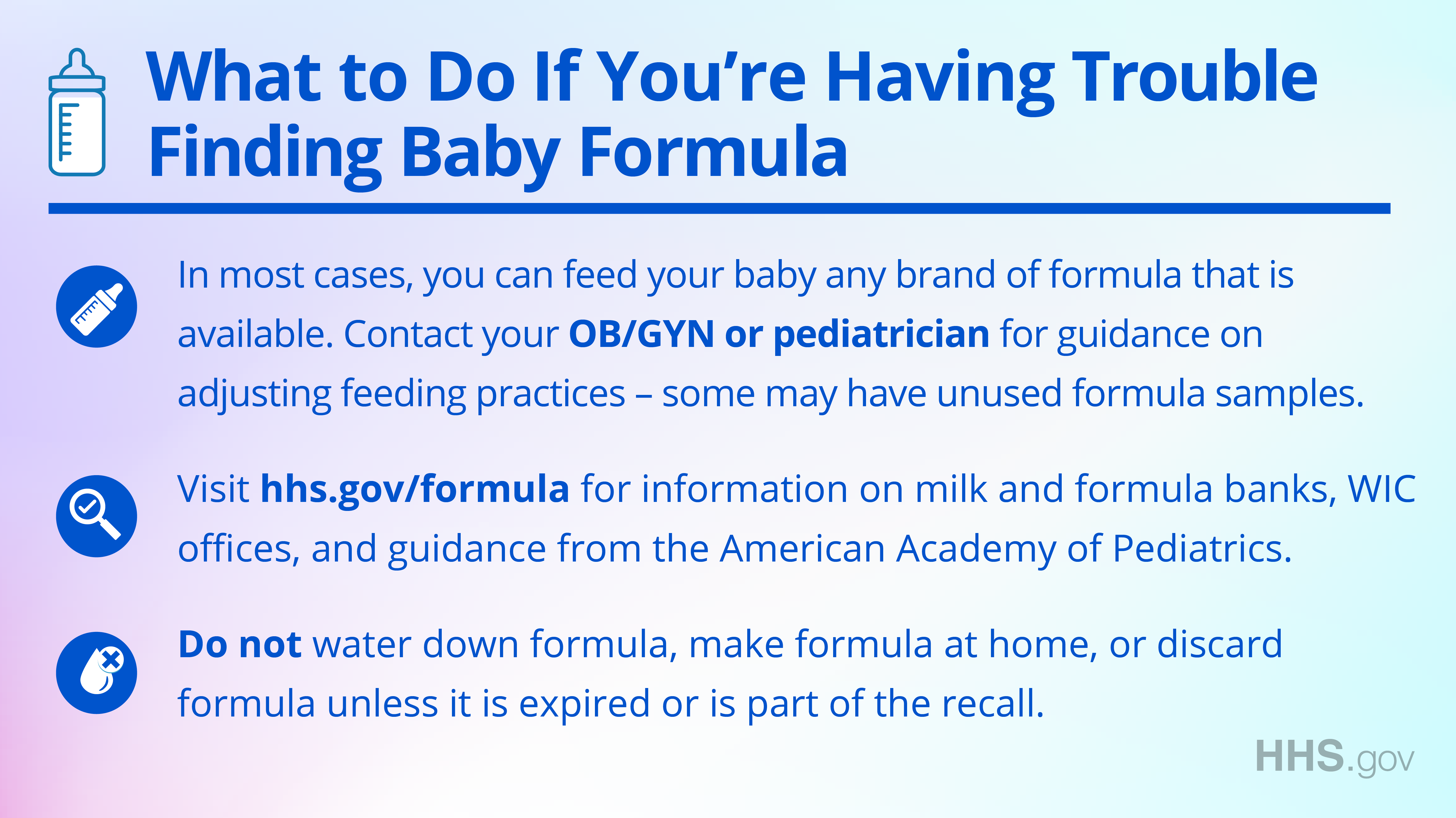 Tips for caregivers--what to do if you're having trouble finding baby formula