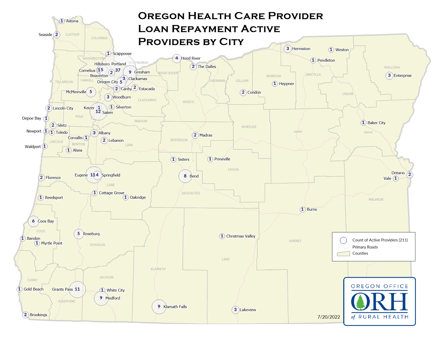 OR Health Care Prov Loan Map