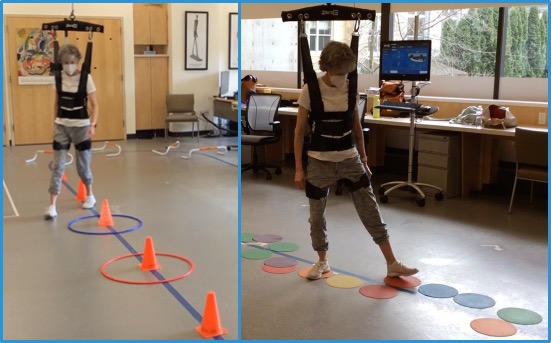 Patient performing turning exercise intervention