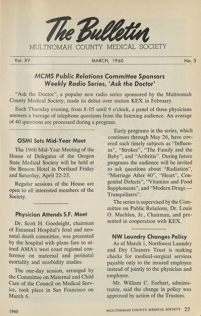 MCMS Public Relations Committee Sponsors Weekly Radio Series, "Ask the Doctor"