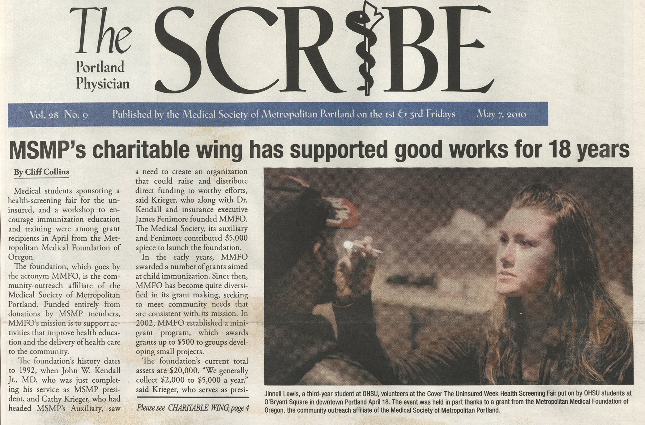 The Scribe cover story: MSMP's charitable wing has supported good works for 18 years"