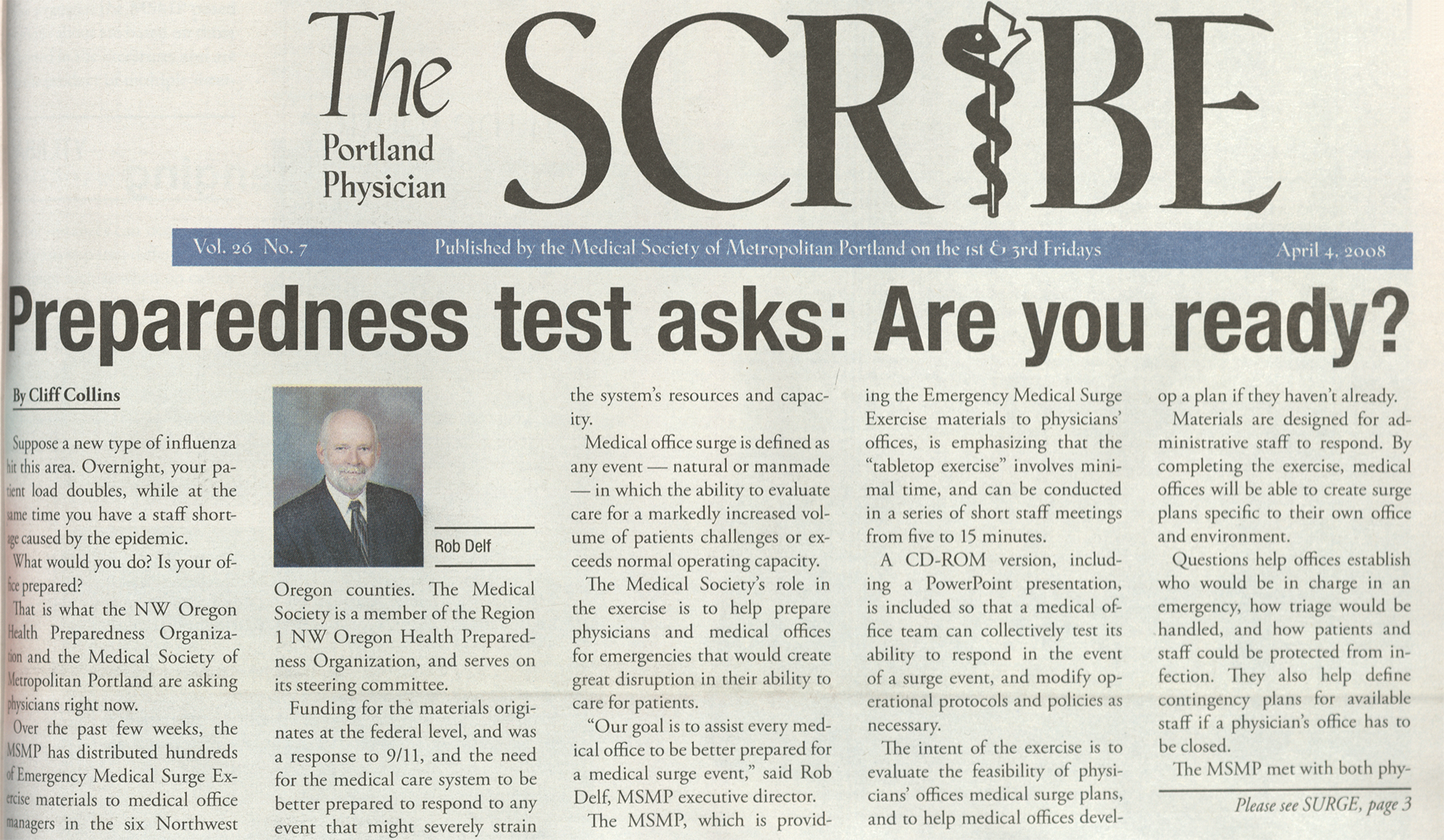 The Scribe cover story: "Preparedness test asks: Are you ready?"