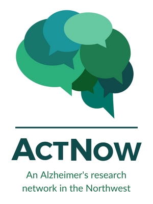 Logo of a brain with chat bubbles over layed on it with text stating ACTNOW a research repository in the Northwest