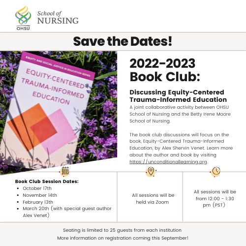 Flyer for 2022-2023 Book Club Discussing Equity-Centered Trauma-Informed Education