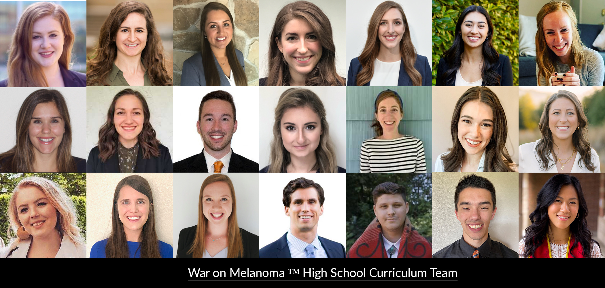 A collage of portraits for all of the medical students working on the High School Curriculum Program