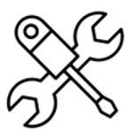 Icon of a screwdriver and a wrench crossed over each other in the shape of an X. Representing the services and tools facilitated by the Chief Research Information Officer.