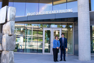Shivaani Kummar, M.D., head of the division of hematology and medical oncology in the OHSU School of Medicine, and Sanjay Malhotra, Ph.D., right, are co-directors of the Knight Cancer Institute’s Center for Experimental Therapeutics. Malhotra is a professor in the departments of cell, developmental and cancer biology and oncological sciences in the OHSU School of Medicine. (OHSU/Christine Torres Hicks)