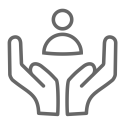 Icon of two hands cupped together holding up a person.