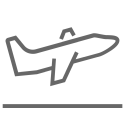 Icon of an airplane taking off.