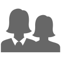 Silhouettes of two people with shoulder length hair. One has a collar on their shirt, one does not.