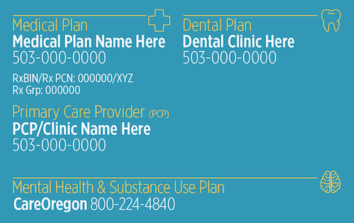 Back side image of 2020 Health Share of Oregon ID Card.