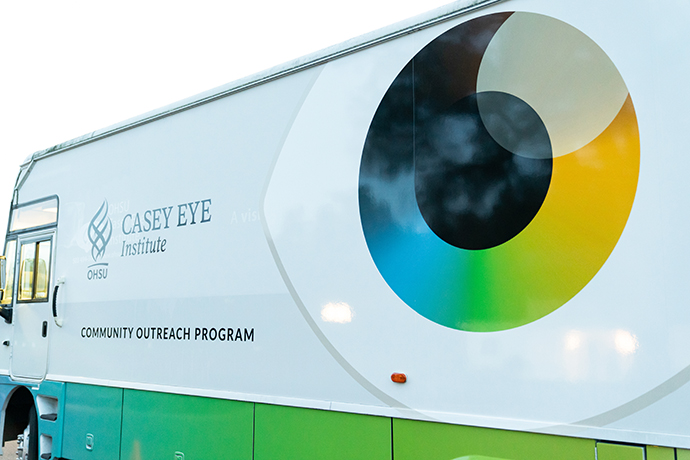 A photo of the driver's side of the Casey Community Outreach Program mobile clinic.