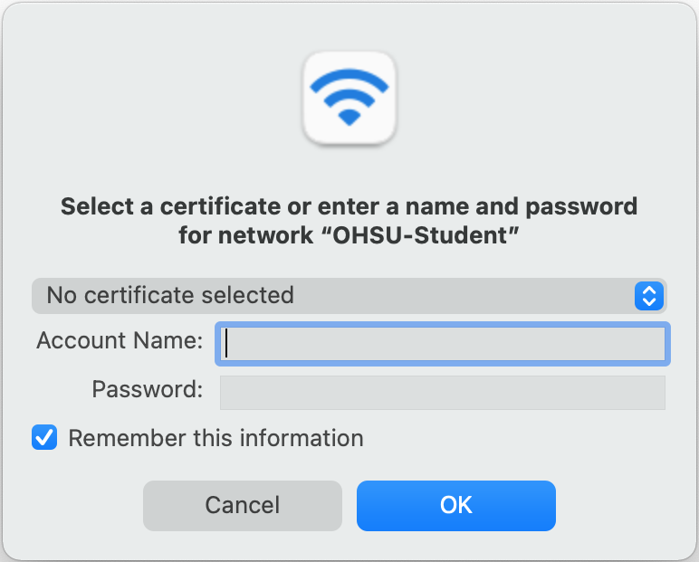 OHSU-Student name password