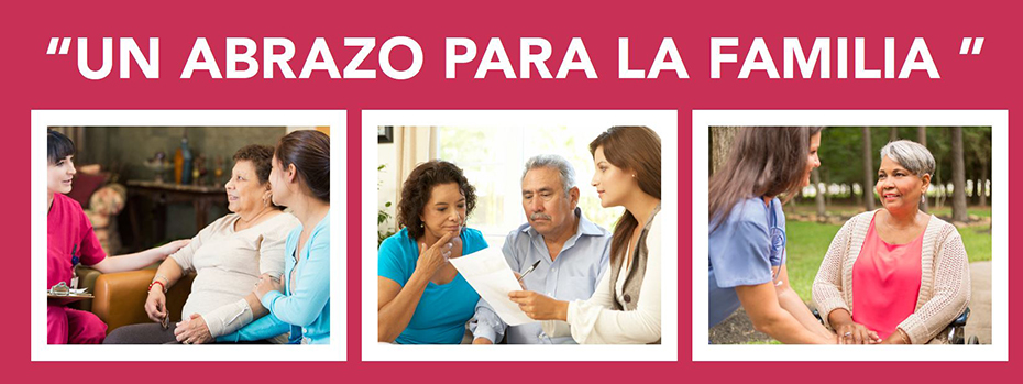 Part of a flyer promoting Familias en Accion's project, Un Abrazo para la familia.