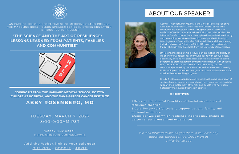 2023 MBN Flyer, Abby Rosenberg, Pediatrics, Resilience