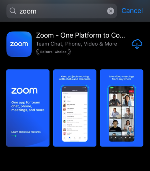 Download Zoom app