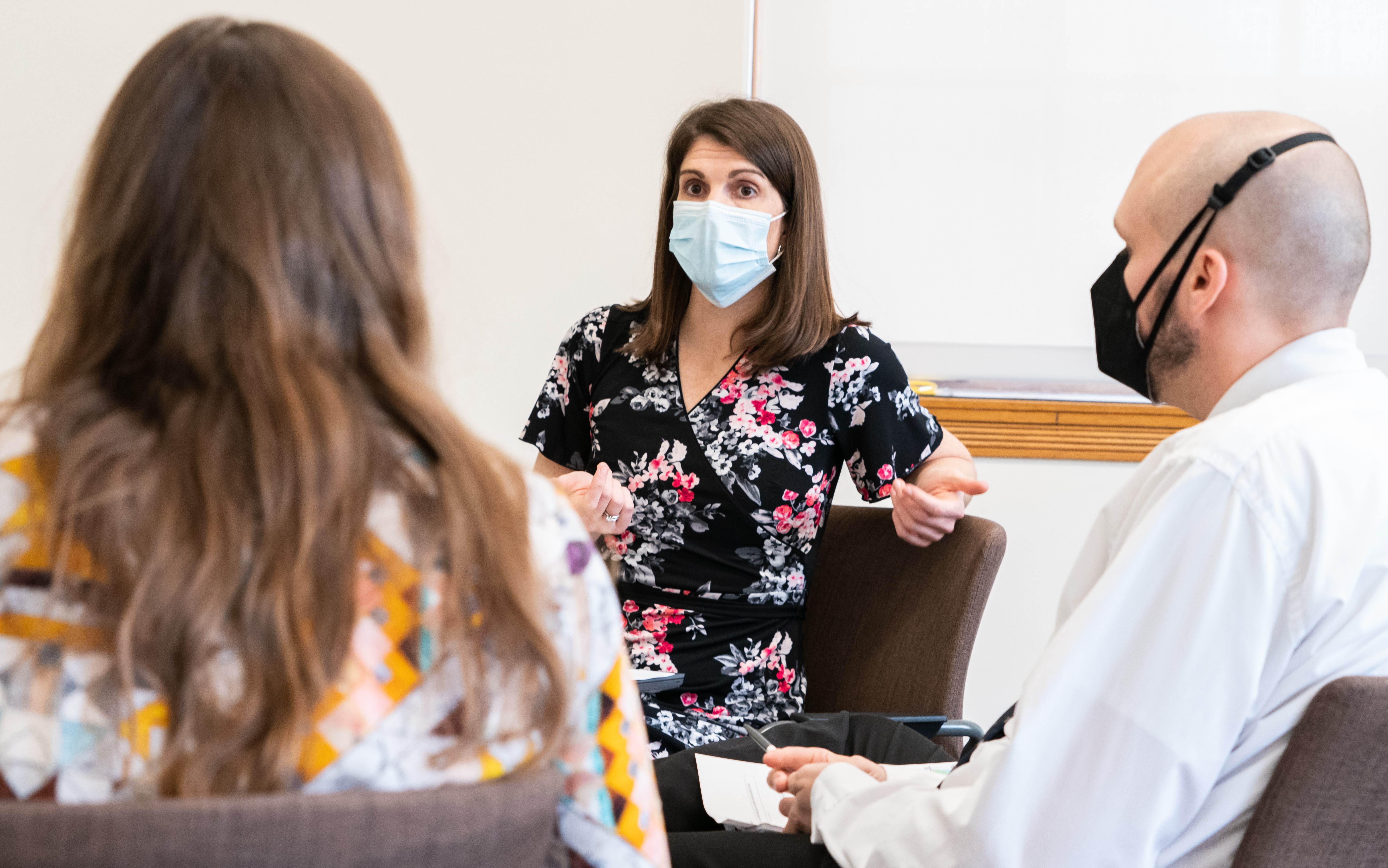 Dr. Katie Stowers facilitates a group of palliative care fellows during a workshop.