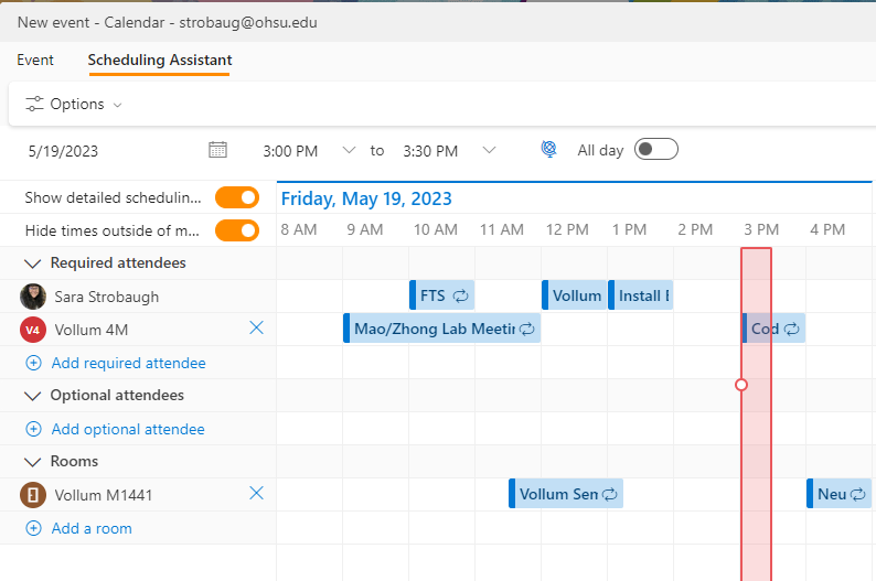 Scheduling Assistant View