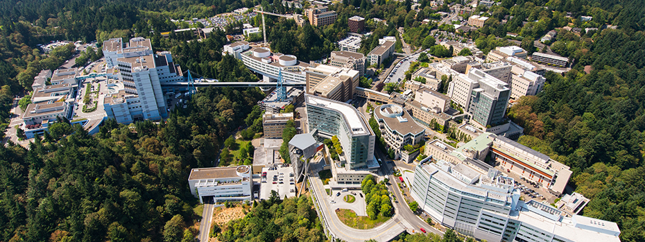 Aerial photo of OHSU's Portland campus