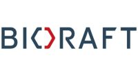 BIORAFT. Logo for Bio raft software. Blue text with a red "o".