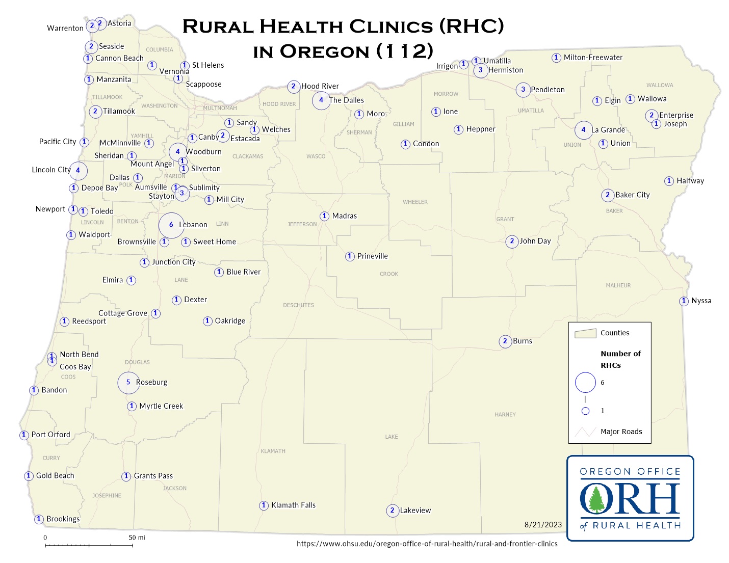 RHC Map in Oregon