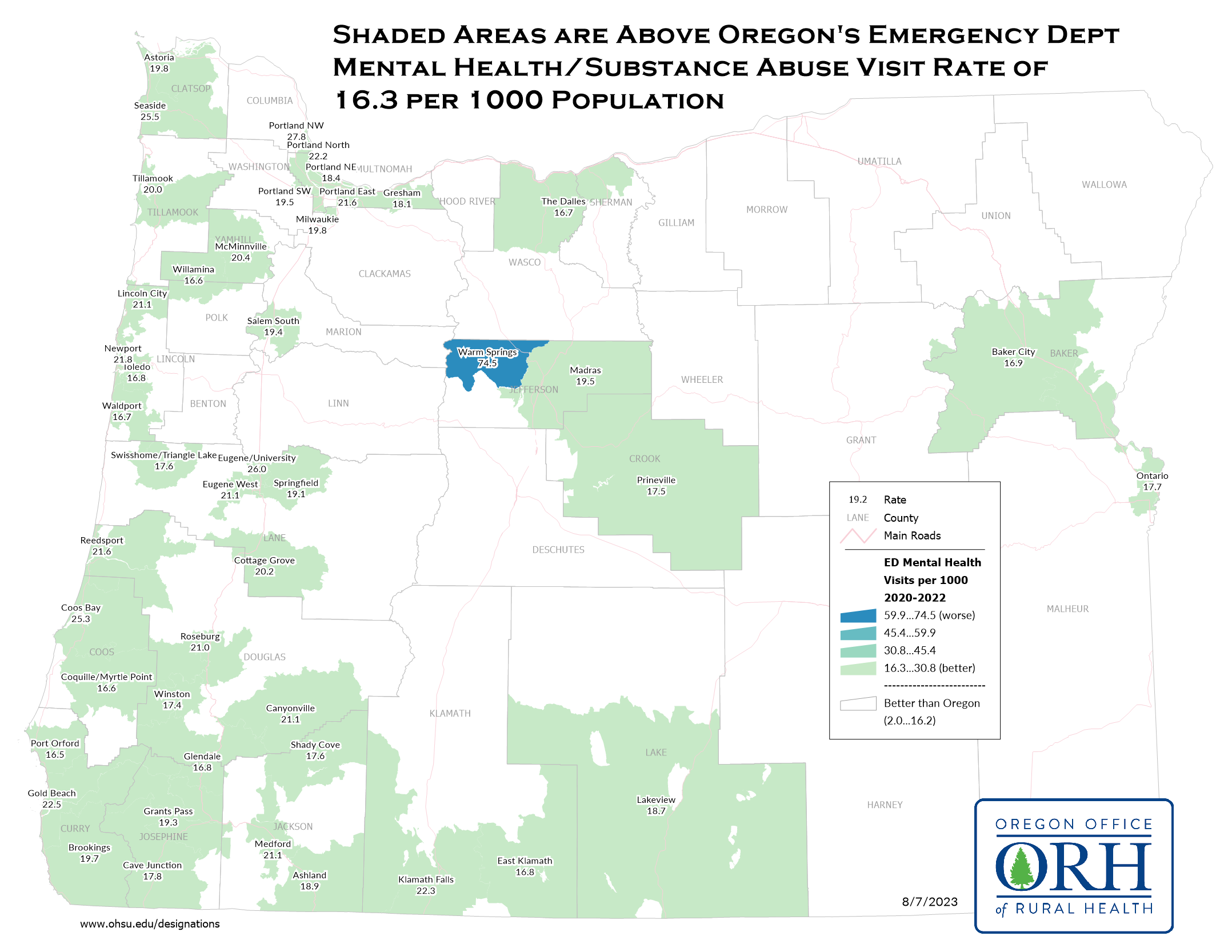 Emergency Department Mental Health/Substance Abuse Visit Map