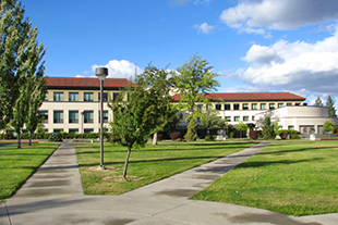 The School of Nursing on the Eastern Oregon University campus on a sunny day.