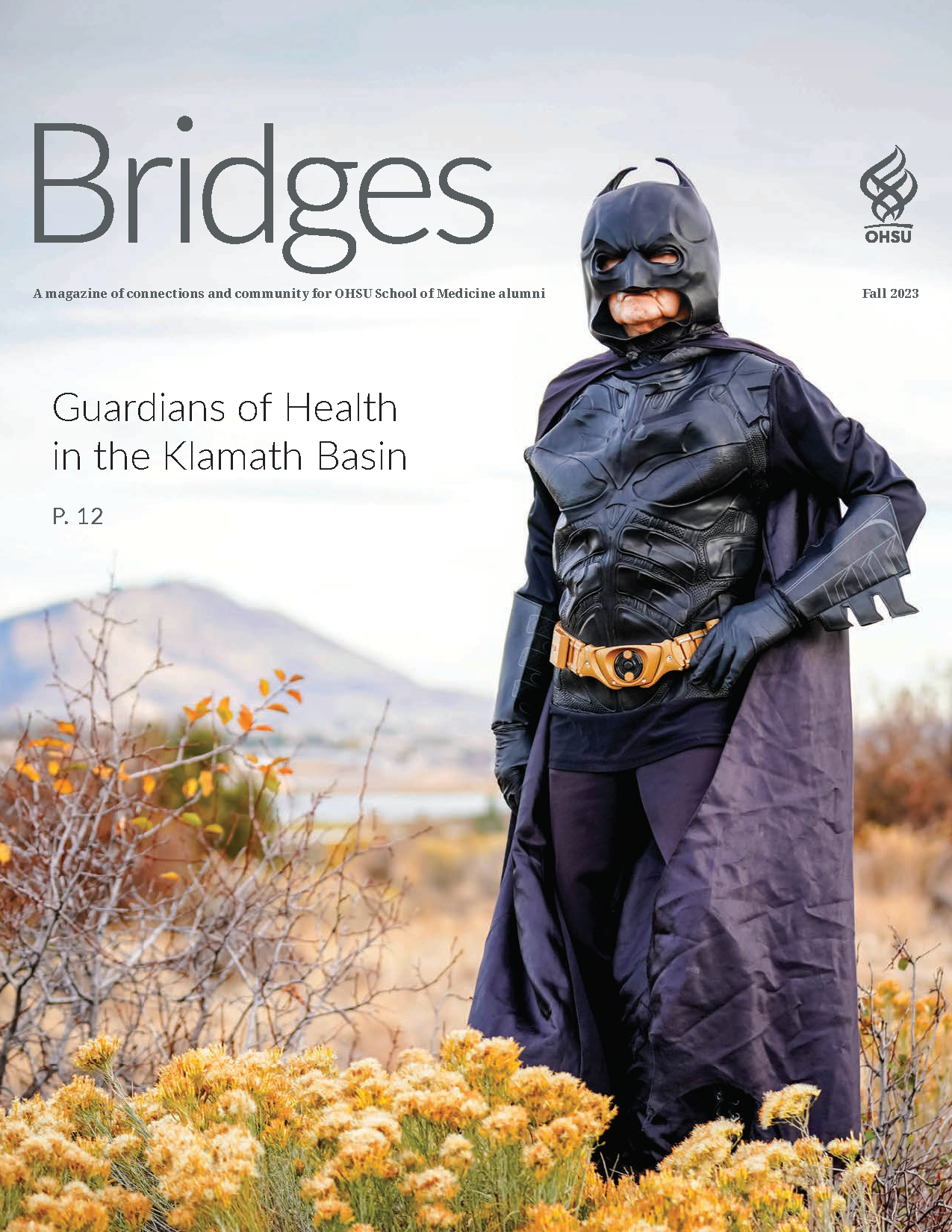 Cover of magazine with a man dressed as batman