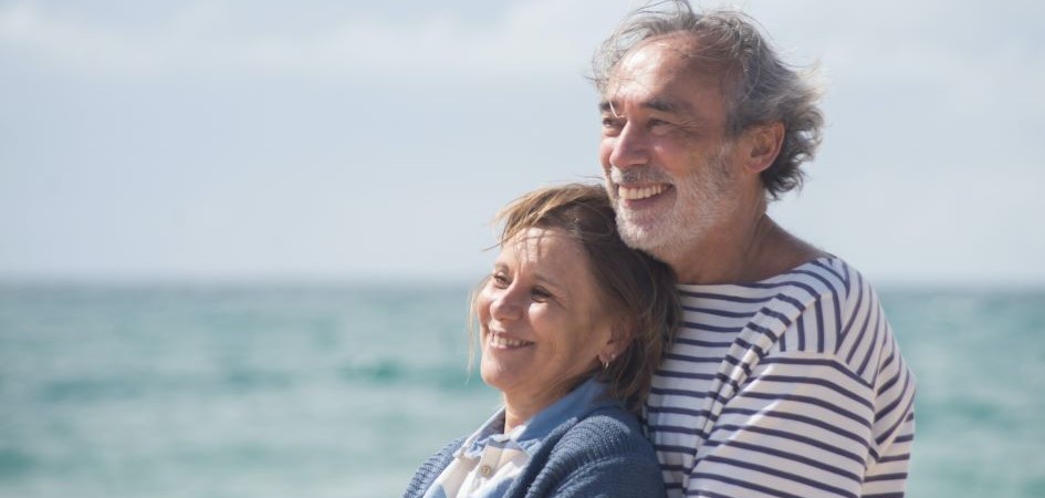 Older couple seaside beach