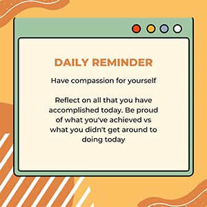 Text with daily reminder to have compassion for yourself.