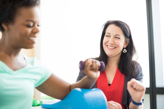 Suki Braverman (right) is an OHSU occupational therapist and certified hand therapist.