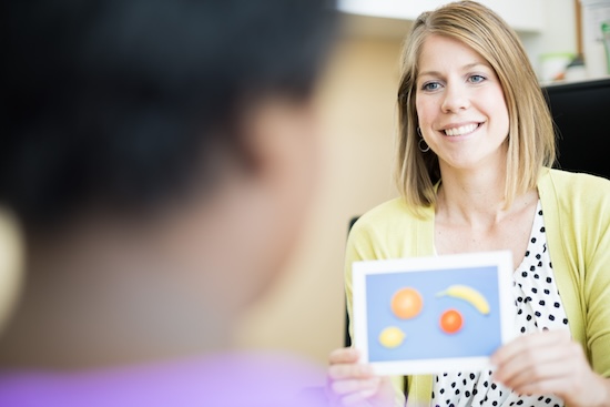 Speech-language therapists, including Kristin Knight, help stroke and other patients recover communication skills.