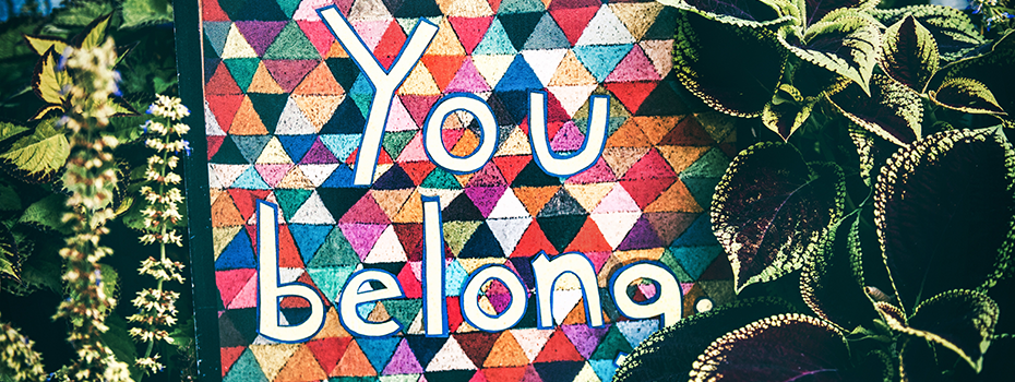 "You Belong" text on mosaic background