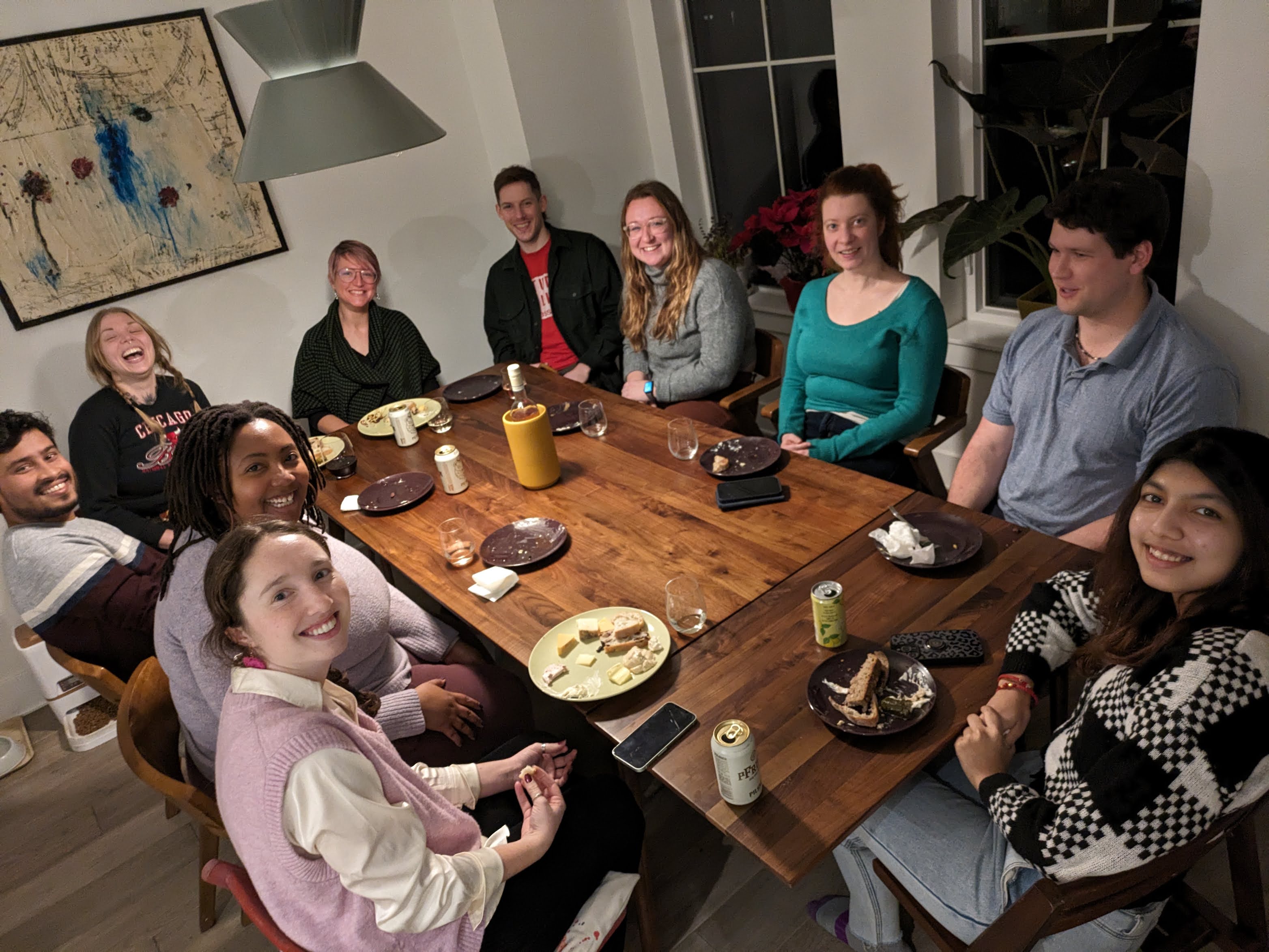 The Rauch lab at a dinner table