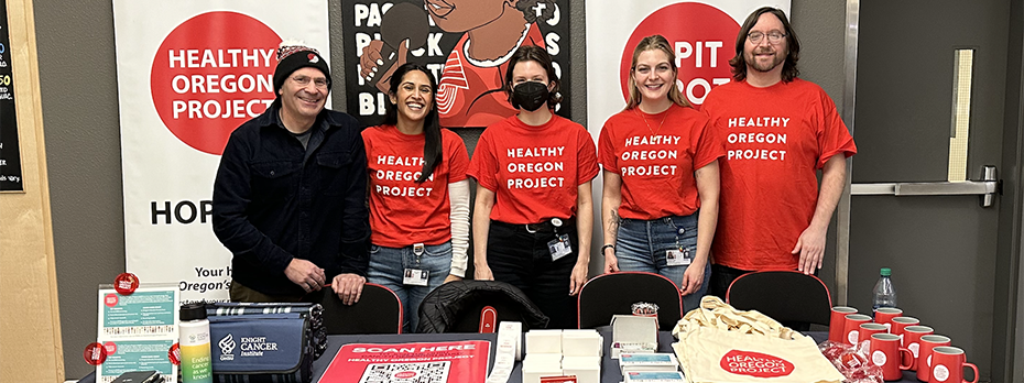 Members of the Healthy Oregon Project team tabling at a Portland Trailblazers game