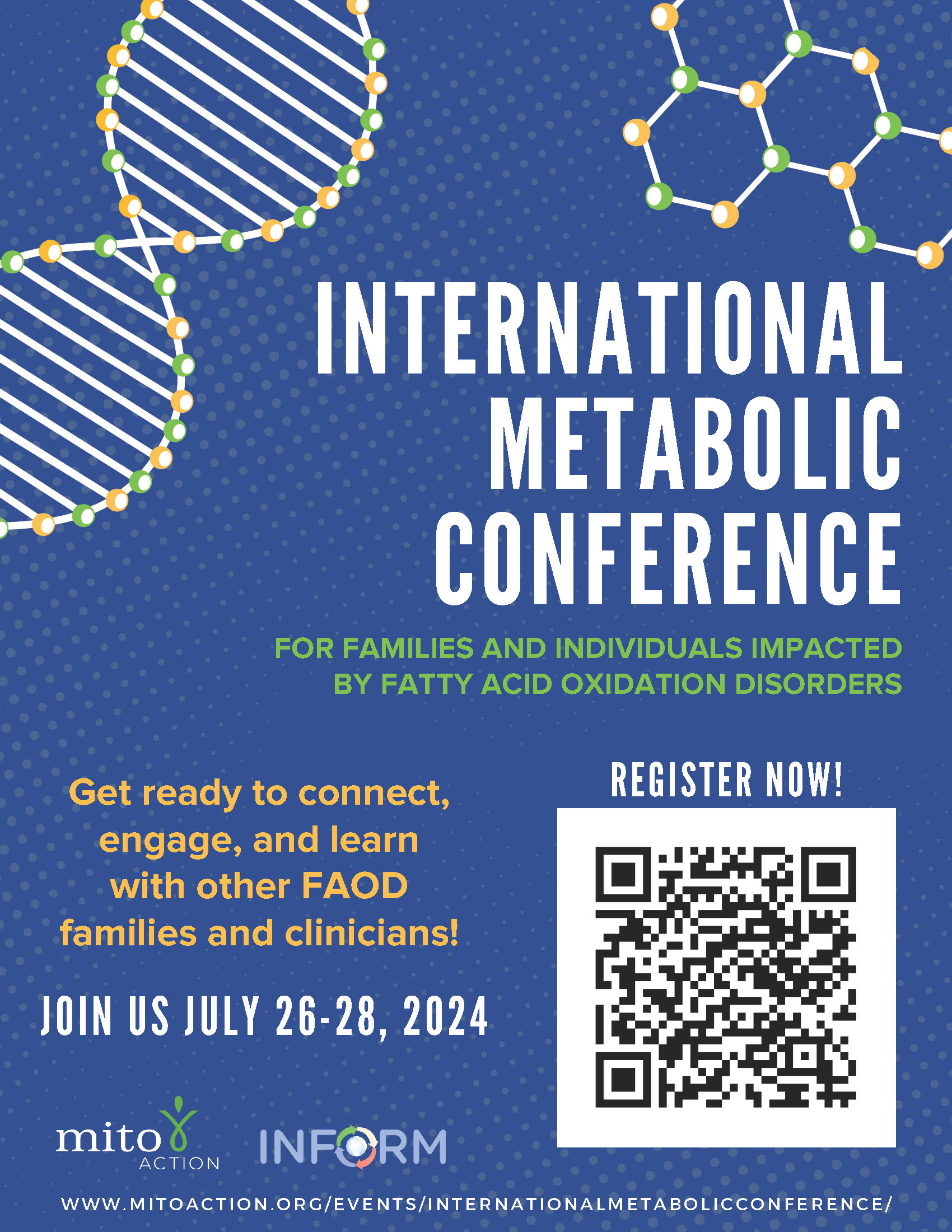 International Metabolic Conference Flyer, July 26-28, 2024, with QR code to registe.r