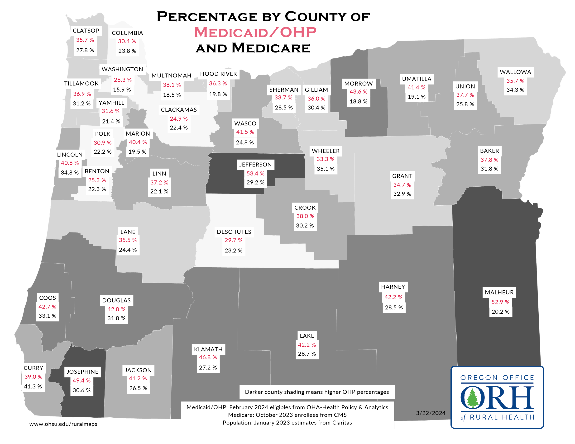 Medicaid/Medicare by county