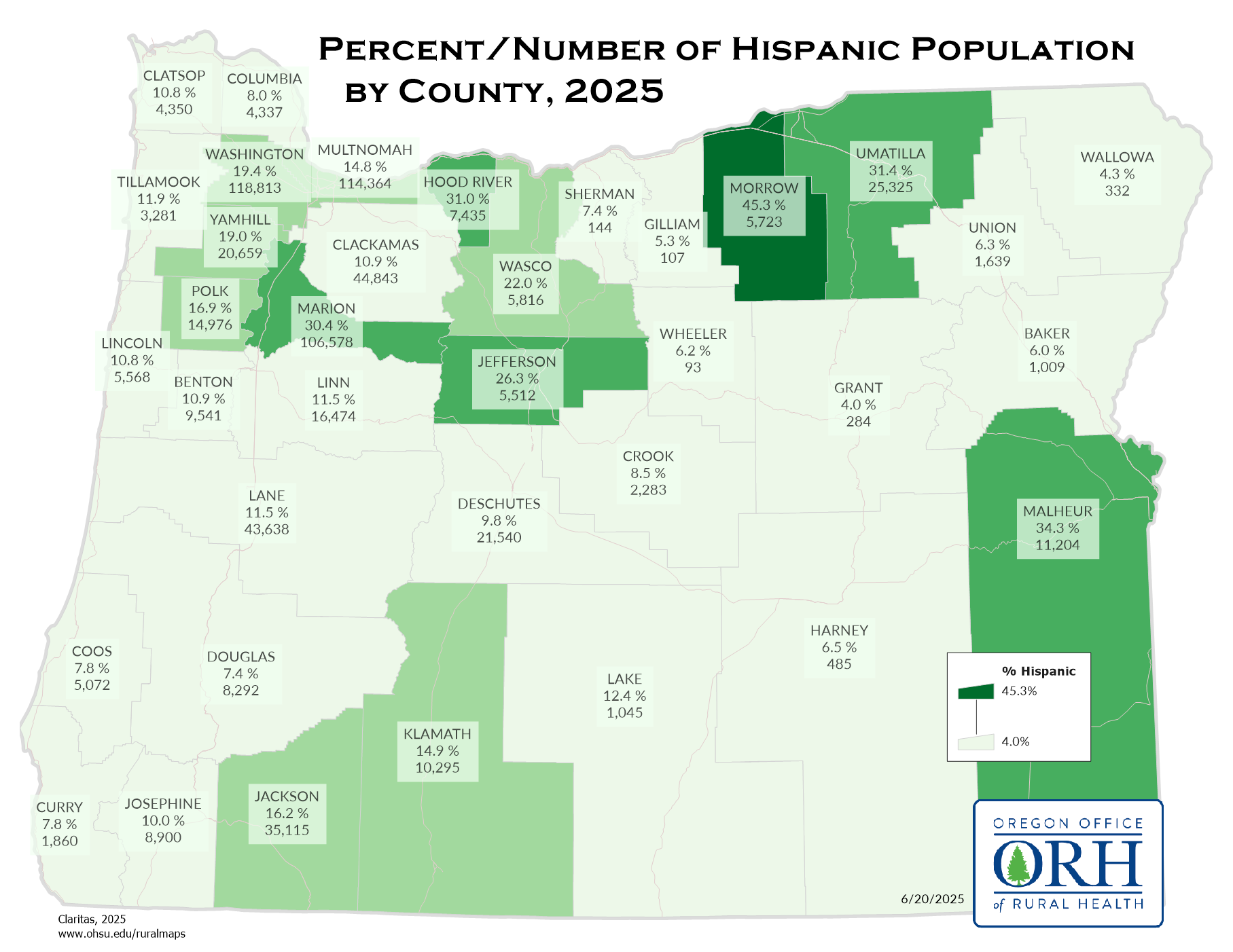 Hispanic by County Map