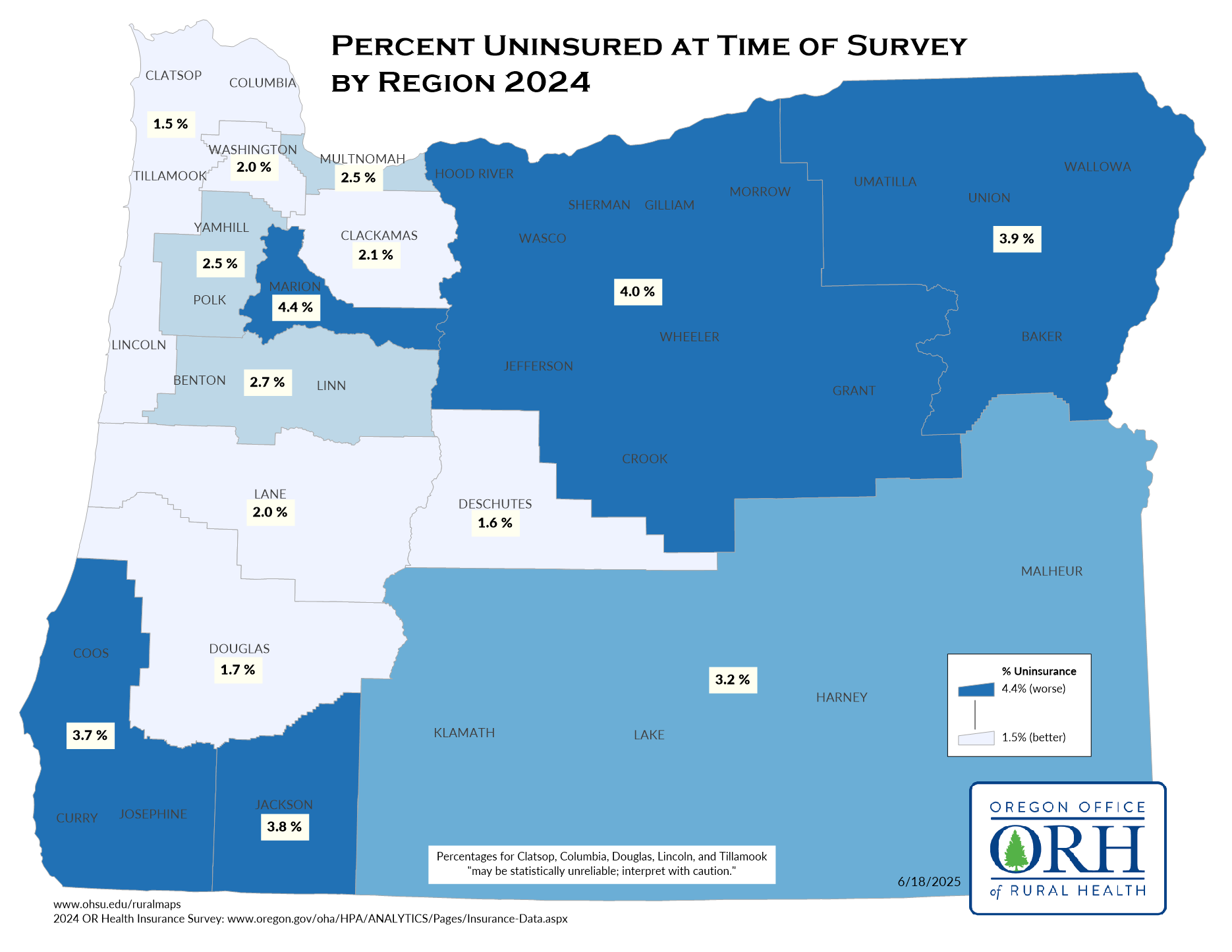 Uninsurance by County Map