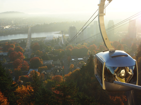 Portland Aerial Tram above the South Waterfront