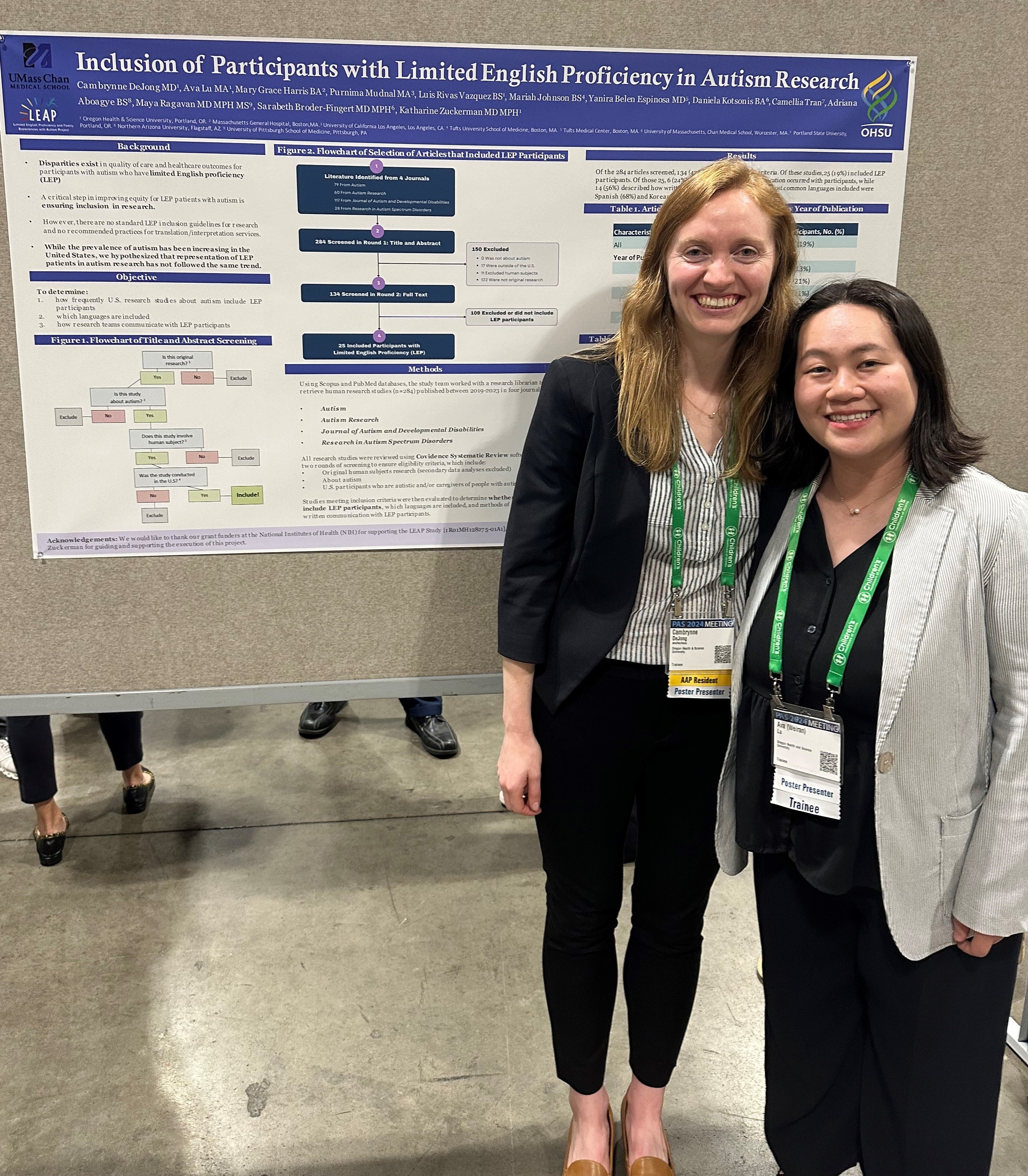Two women in front of a poster presentation