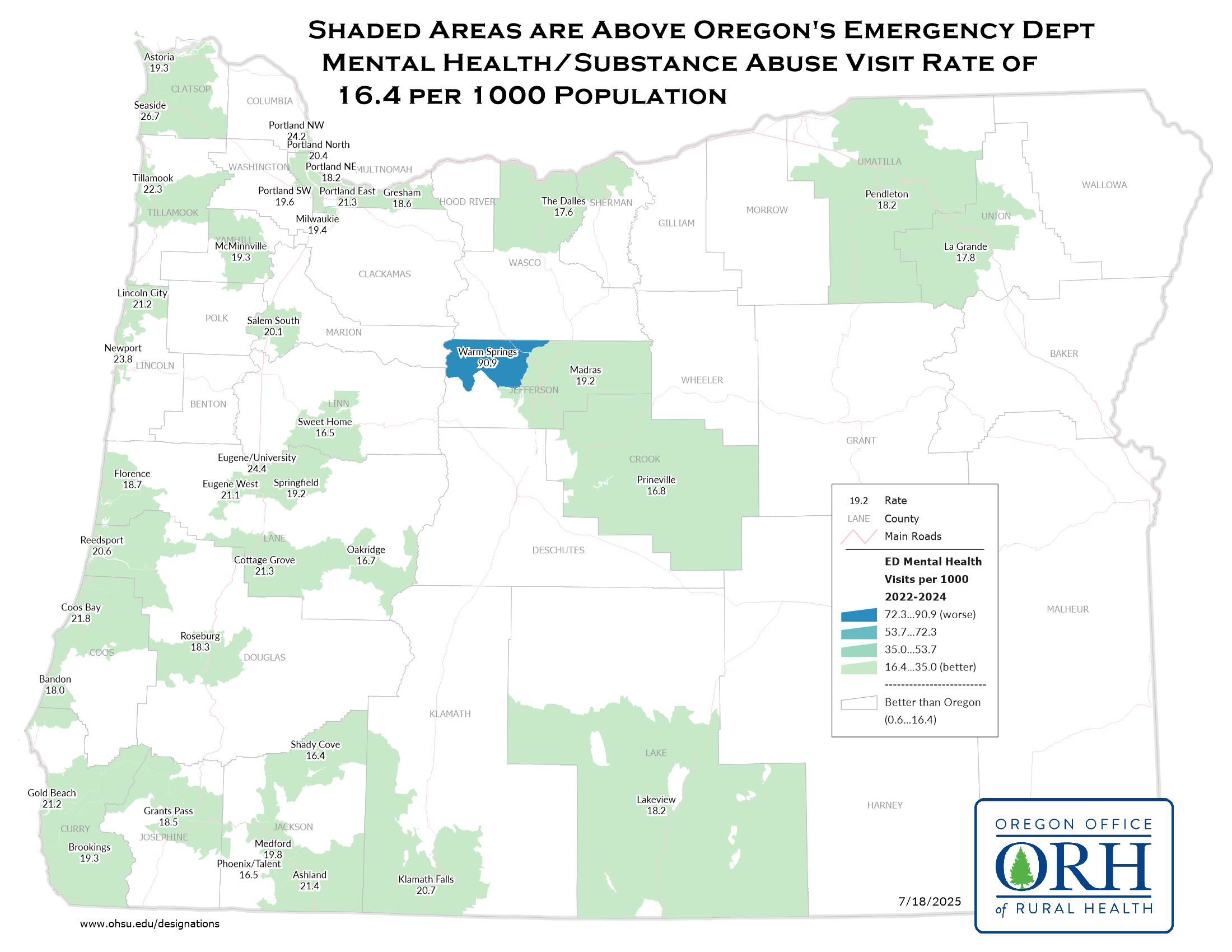 Emergency Department Mental Health/Substance Abuse Visit Map