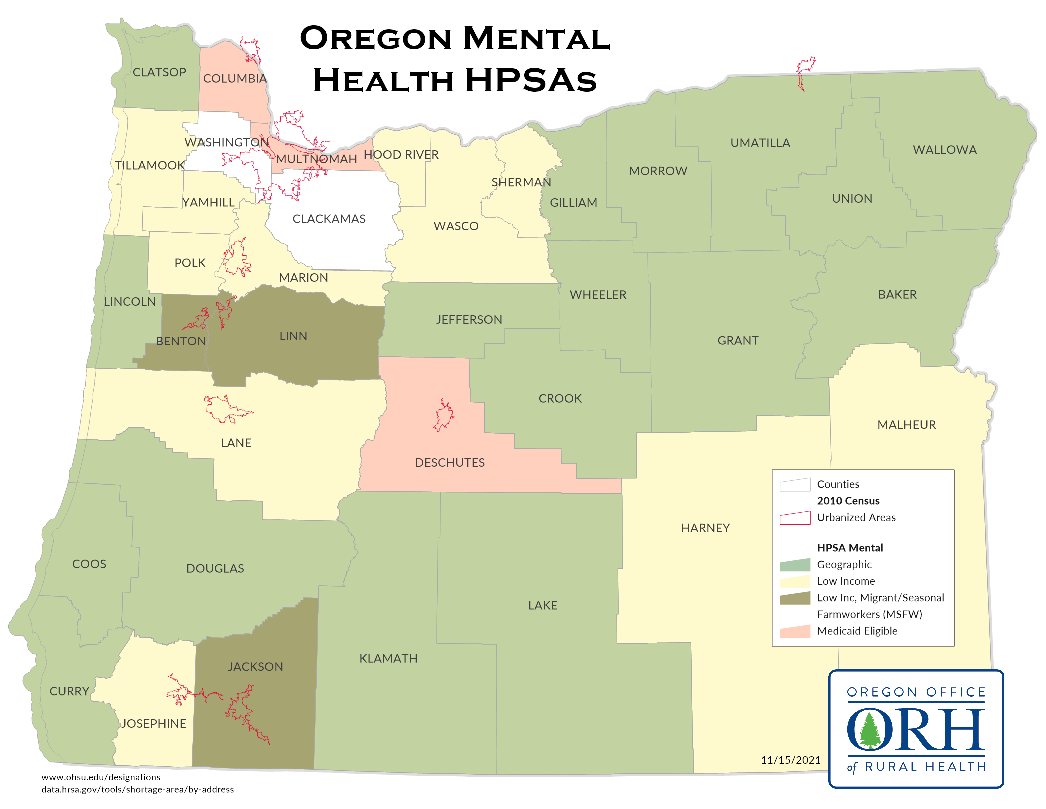 Oregon Mental Health HPSAs