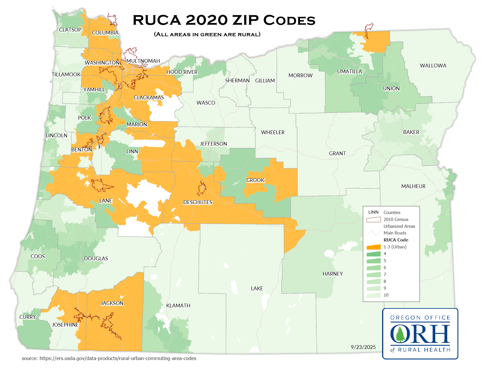 RUCA 3.1 ZIP map