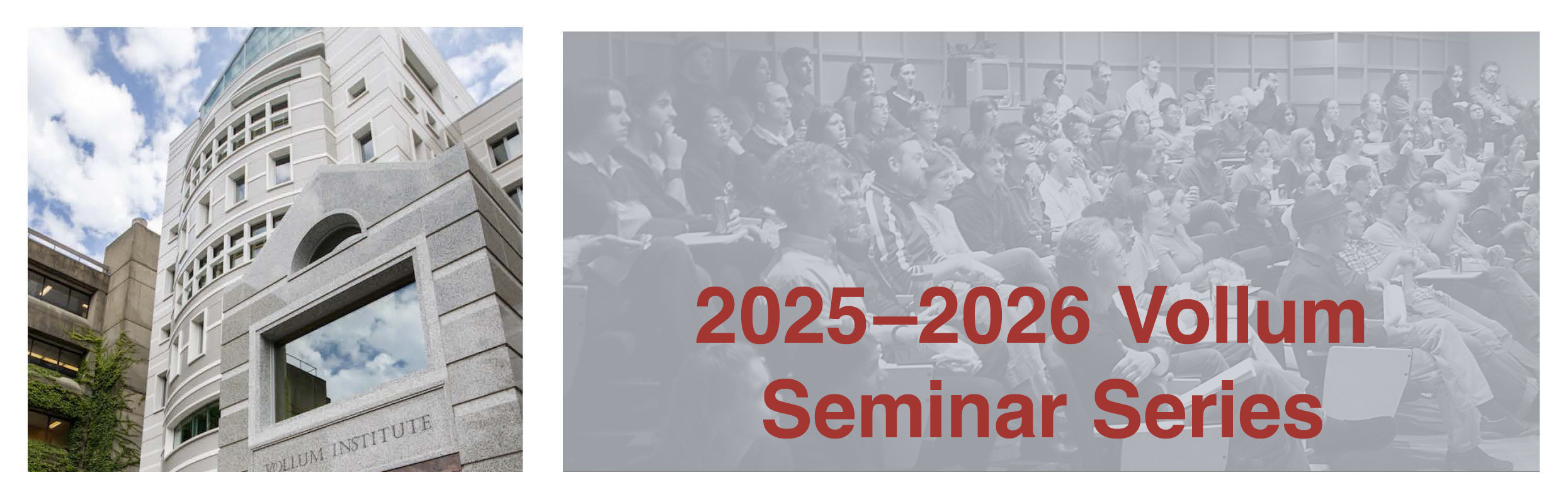 Image of Vollum Institute building with seminar attendents