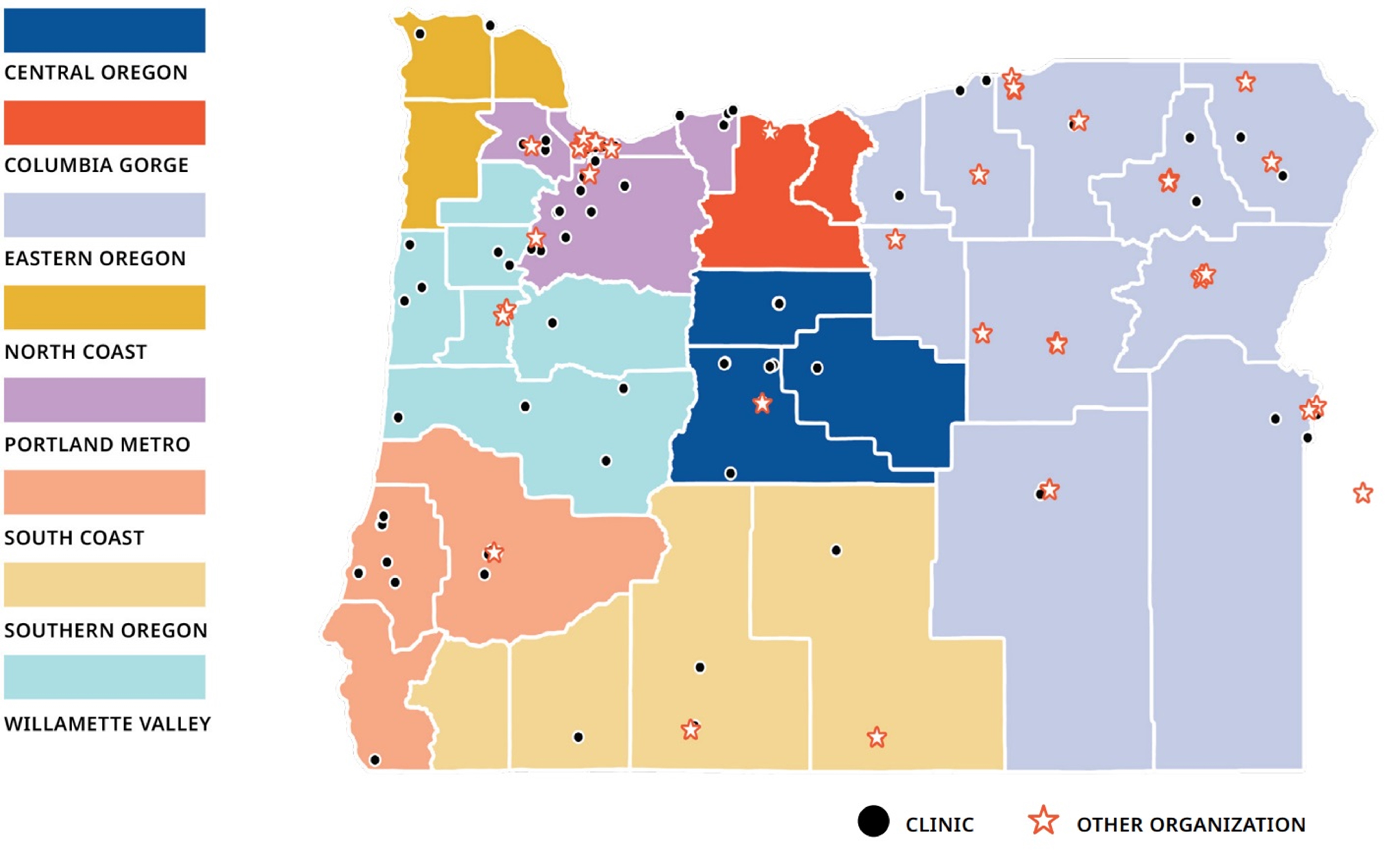 ORPRN Regions and Clinic Engagement during 2024-2025