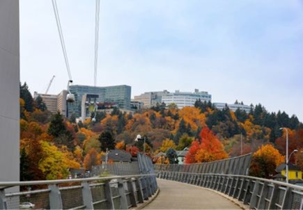 Panorama of OHSU Marquam Hill and tram