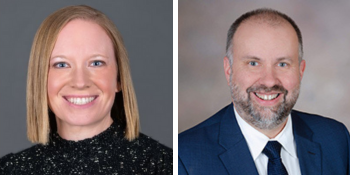 Headshots of Jenny Tomka and Mark Lovgren