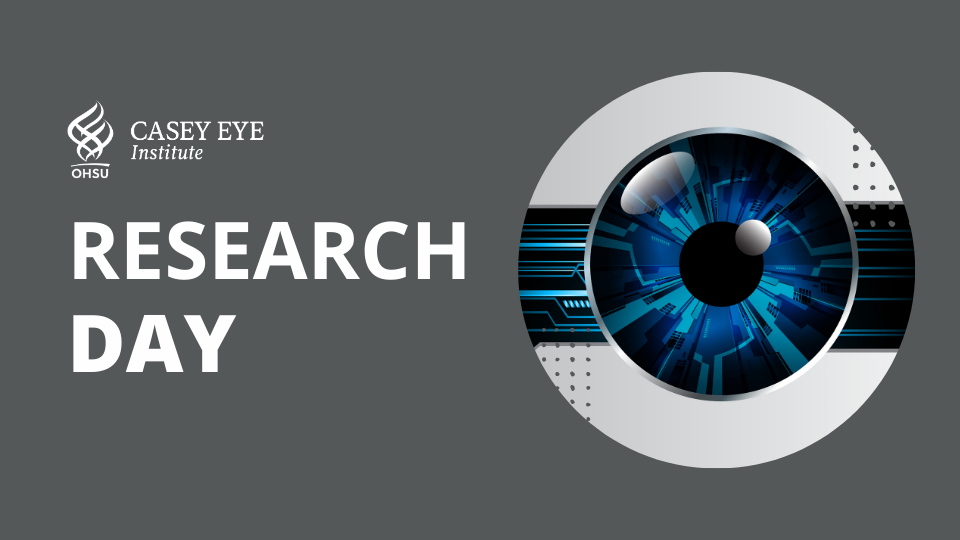 "Research Day" with an image that blends technology and an eye.