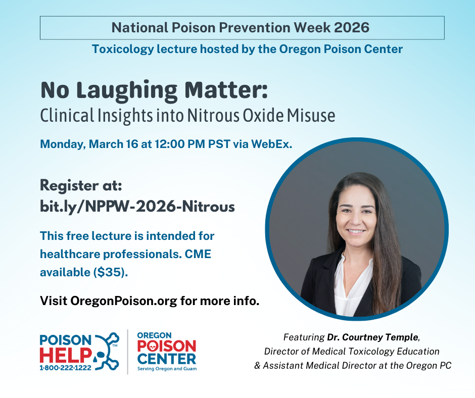 Promotional piece for 2026 NPPW toxicology lecture featuring, Dr. Courtney Temple